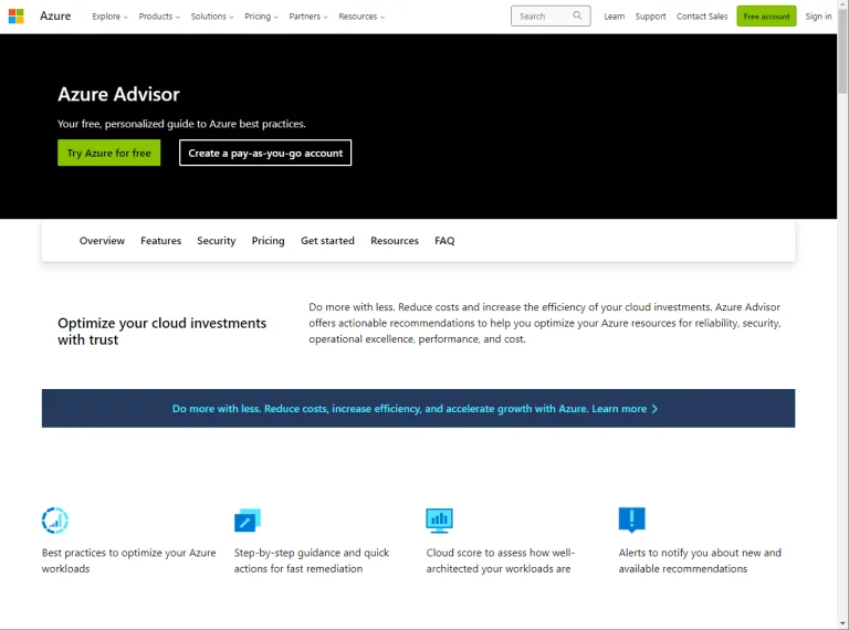 azure cost management tools​ azure advisor